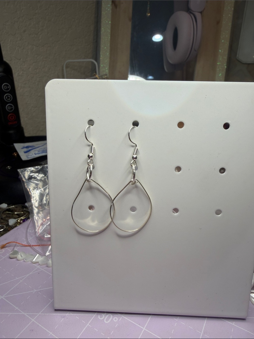 Silver Teardrop Hoop Earrings - Women's Jewelry